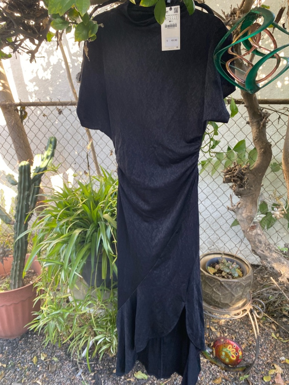 Zara Black High-Low Draped Women’s Dress